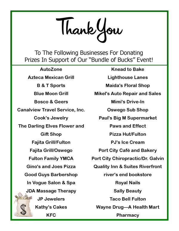 Thank You Door Prize Poster Image Bundle of Bucks 2019